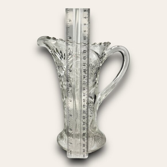 Cambridge Snowflake & Sunburst Clear Crystal Pitcher EVC No Chips EAPG - Picture 6 of 14